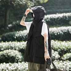 新款四季工装外套街头潮牌机能口袋连帽防水无袖马甲W6706，男装背心/马甲，星座1116A-1（原606A）