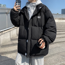 冬季潮牌ins宽松连帽服美式复古假两件衣外套男W6498-P85，男装棉衣，星座512-3