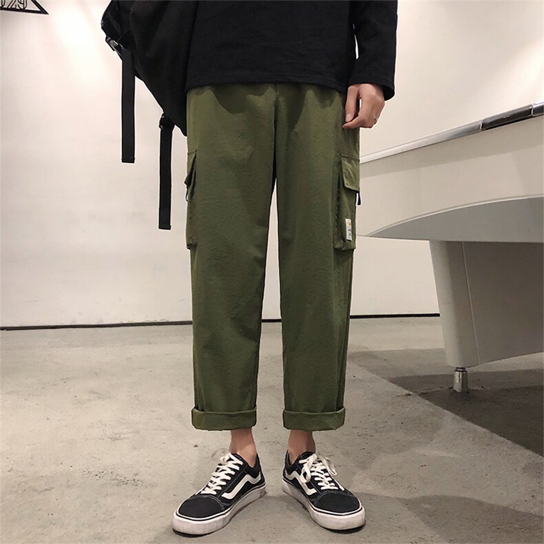 加绒百搭宽松2021港风九分裤运动休闲工装裤5106-P30加绒批35,男装休闲裤,星座718-1