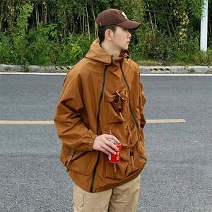 JK917 P185 限228  大码宽松潮流重工借机能风连帽夹克上衣图片