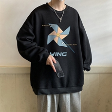 圆领卫衣男大码加厚加绒长袖t恤男S6112-P28加绒款-P33，男装卫衣，电商A040