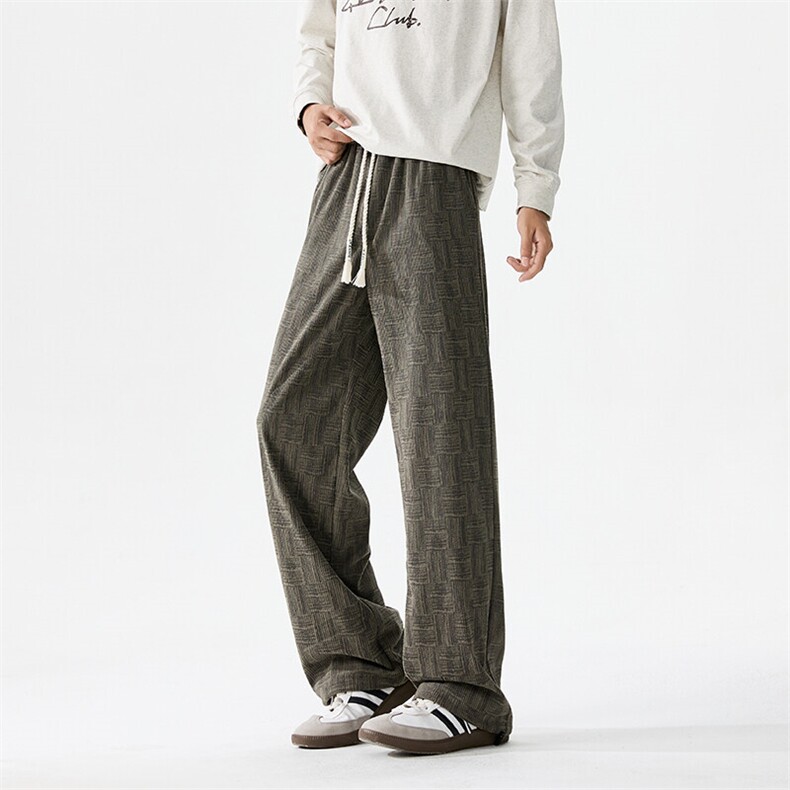 GENIOLAMODE黑色复古直筒裤子男士秋季2025新款休闲宽松运动长裤，男装休闲裤，电商B315