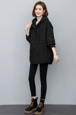 2022新款冬季女装拼接时尚保暖棉服宽松显瘦连帽外套，女装棉衣/棉服，悦见她