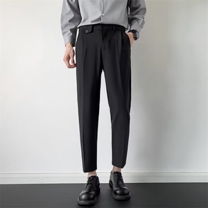 西裤男夏季轻熟风韩版修身小直筒休闲裤免烫九分裤子 A508图片