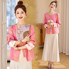 同款钉珠刺绣新中式外套女2026春季新款气质漂亮提花风上衣，女装短外套，美沁