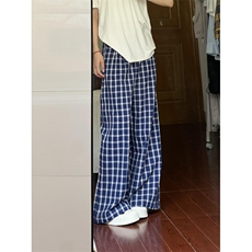 【有货】蓝色格子阔腿裤美式复古hiphop裤子宽松X814LL-特P50，男装休闲裤，星座1007（原301D）