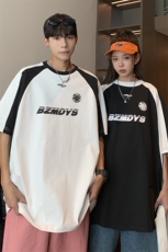 情侣装夏装潮插肩袖撞色赛车服情侣短袖T恤印花上衣男G1056P38，男装T恤，电商A339