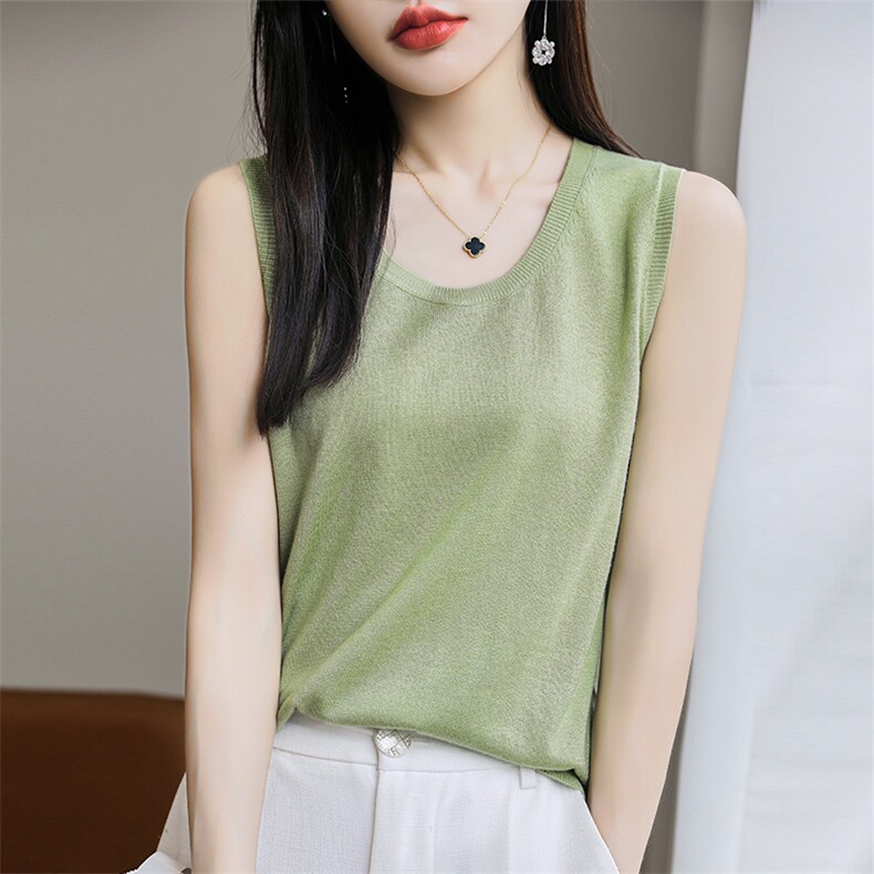 夏季冰丝白色小吊带背心女宽松遮副乳外穿坎肩无袖西服内搭上衣,女装背心吊带,朝思羊绒