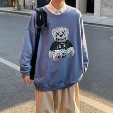 港风中性情侣大码休闲运动套头卫衣男外套7318P25控38图片