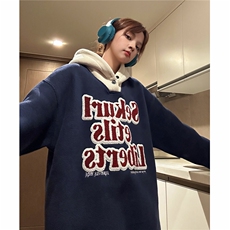 中性风摇粒绒连帽卫衣潮冬季绣花加厚宽松复古潮牌G1069P98，男装卫衣，电商A339