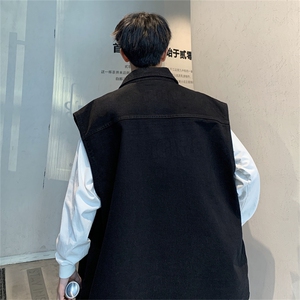 牛仔马甲男士秋潮牌宽松无袖背心港风百搭帅气潮流外套MJ125-P55图片