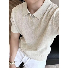 老钱莱赛尔男士短袖t恤亚麻休闲POLO衫透气夏季，男装T恤，星座506A