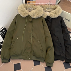 1506-1/QM61050/P92连帽毛领派克服保暖美式痞帅宽松百搭棉服，男装棉衣，星座1506