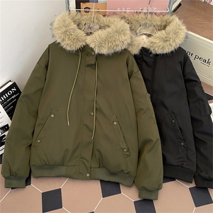 1506-1/QM61050/P92连帽毛领派克服保暖美式痞帅宽松百搭棉服图片