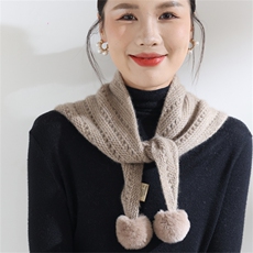 2025秋冬季时尚百搭通勤简约休闲带球三角围巾，围巾，思琳羊绒