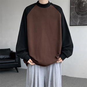 8XL-M280g重磅插肩半高领长袖t恤男打底德绒卫衣DR001特P27加绒37图片
