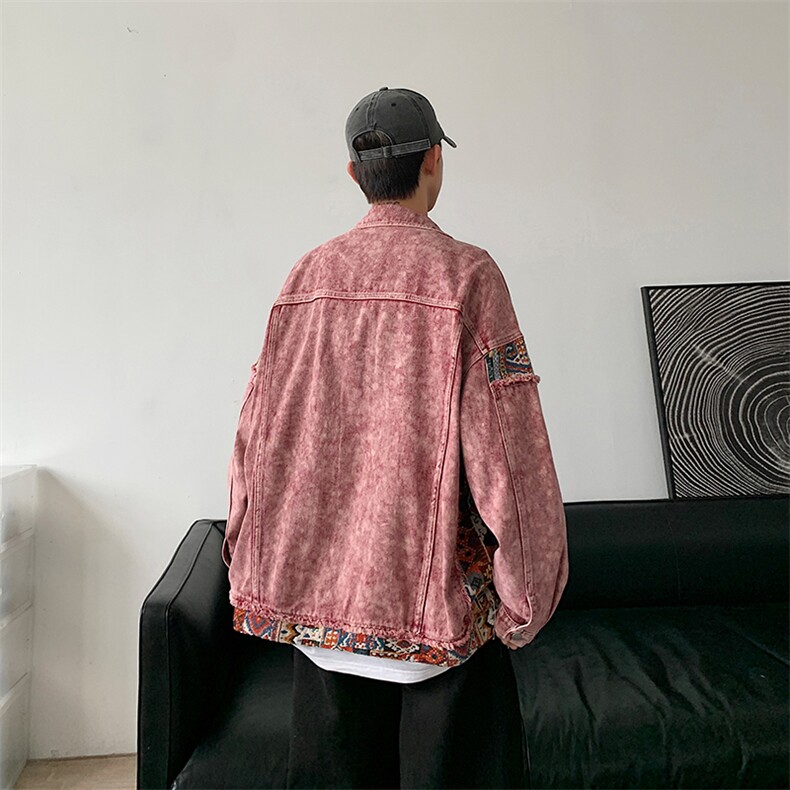 Wt2338-P75日系复古拼接腰果花牛仔外套,男装夹克,星座1501-1