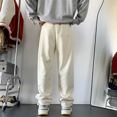 现货）重磅字母刺绣弯刀卫裤直筒纯色休闲长裤KK171-P55，男装休闲裤，星座1213