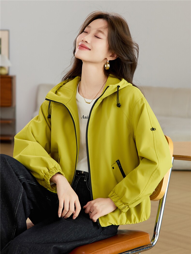 现货2025新款加绒连帽女士休闲时尚连帽派克服,女装派克服,木子恋