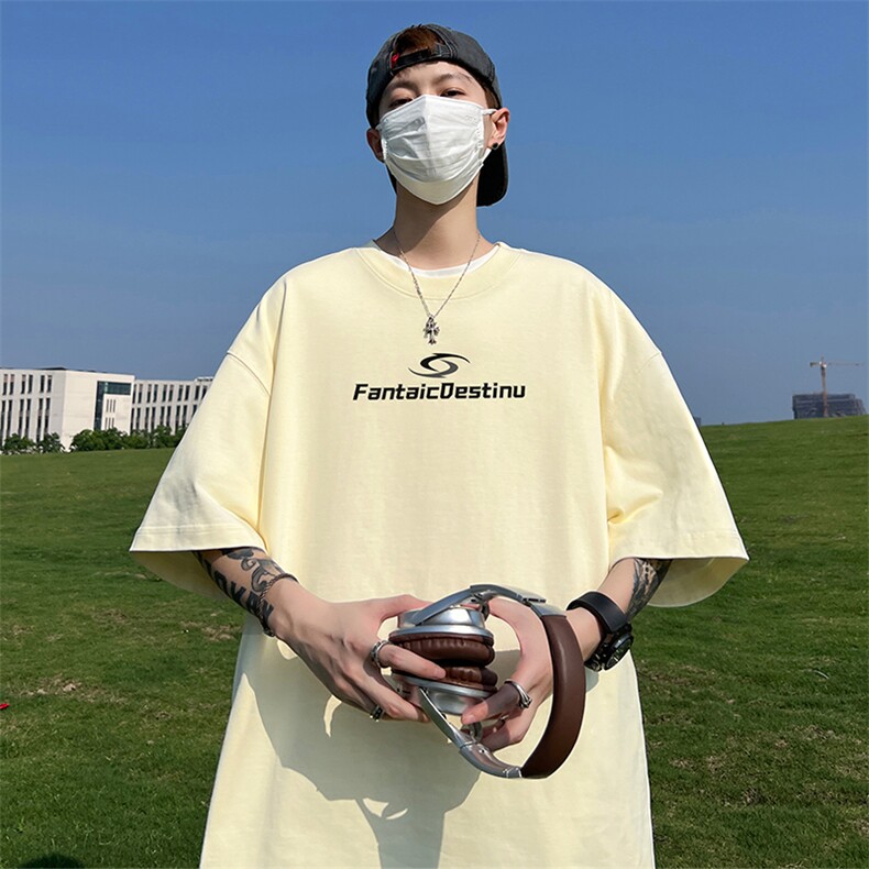 240G重磅美式印花纯棉大码宽松休闲短袖T恤T330-P25控38,男装T恤,电商B219A