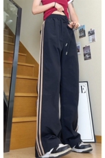 条纹直筒休闲裤男宽松系带运动长裤潮流百搭直筒裤K8530-特价P30，女装休闲裤，电商A007-1