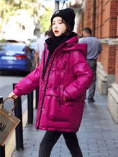 白鸭绒中长款羽绒服女2025冬季韩版小个子加厚连帽外套，女装羽绒服，鑫源服饰