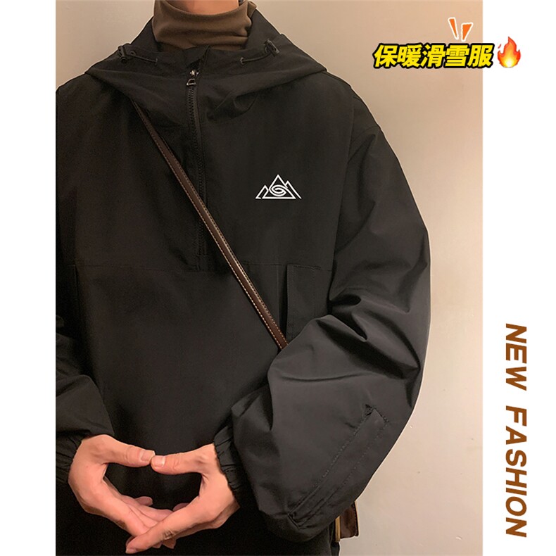 户外双板防水滑雪服男保暖加绒内里中性风套头外套M79-P120控178,男装棉衣,电商A001