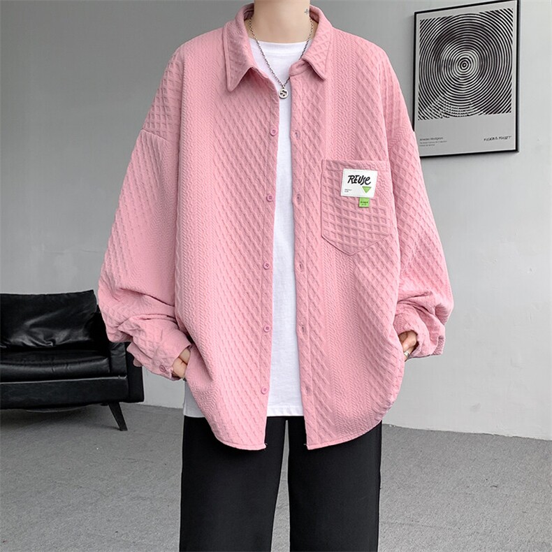 衬衫男2025春季新款提花港风宽松大码长袖衬衣CS027-P45,男装衬衫,星座214-3
