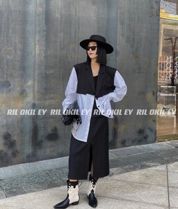 拼接假两件衬衫图片