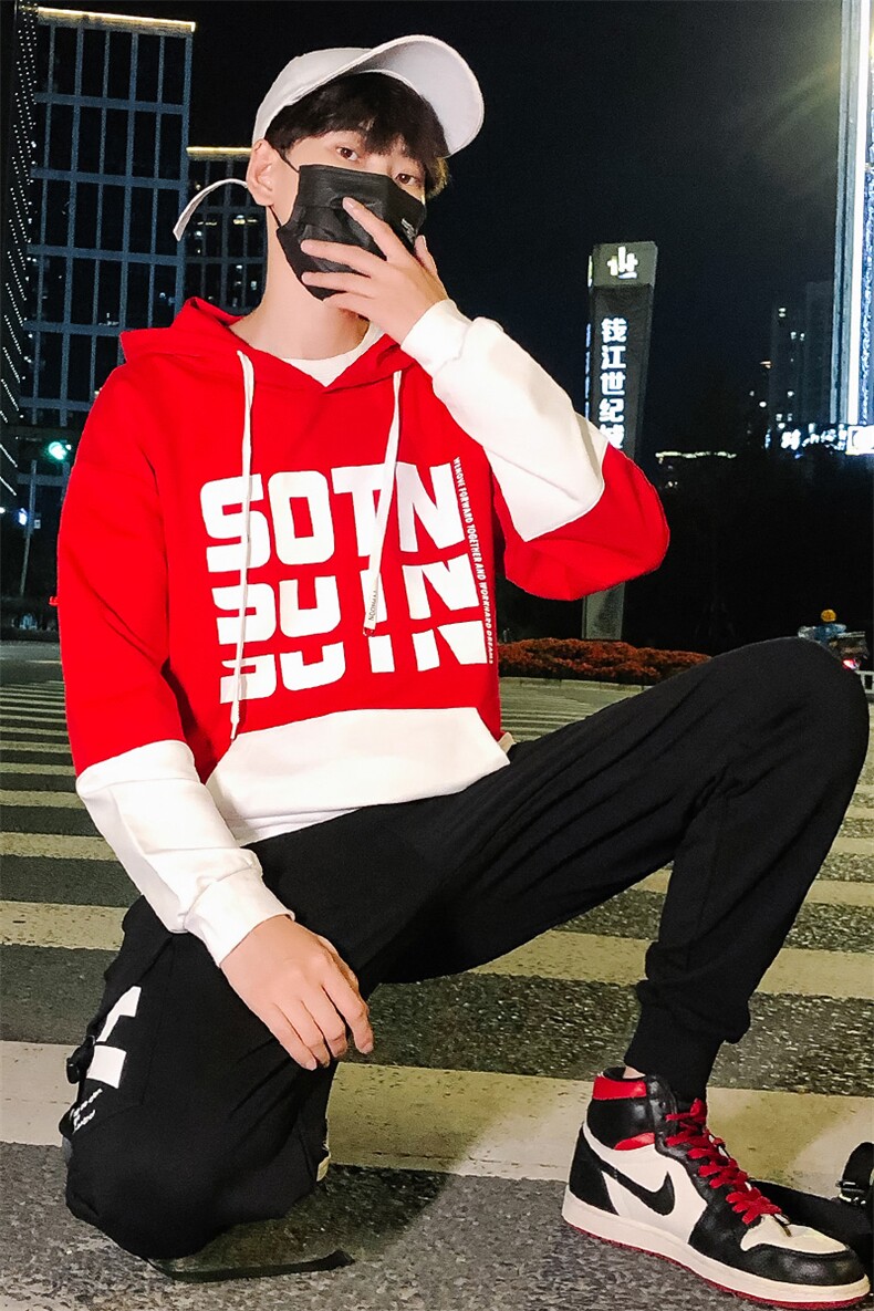卫衣套装春季新款潮牌工装裤子学生长袖休闲运动套装男TZ586-P95,男装休闲套装,电商A441