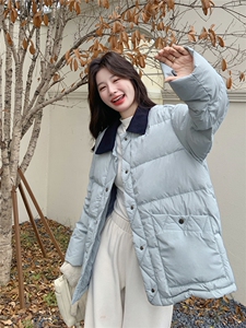 蓝色短款洋气轻薄羽绒服女冬季2025新款显瘦不臃肿薄款保暖外套图片
