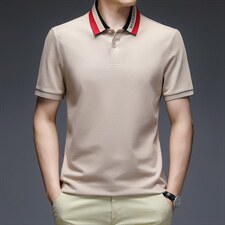 珠地纯棉短袖T恤男薄款男装2023夏季中年男士商务休闲纯色体恤衫图片