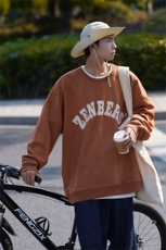 EQ121麂皮绒卫衣男日系ctboy字母发泡印花长袖外套2024秋装P58，男装卫衣，电商C306-1