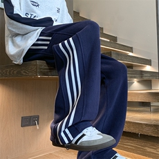 秋冬双面摇粒绒三条杠拼接休闲裤XZ604-K116-特P40控78，男装休闲裤，星座604