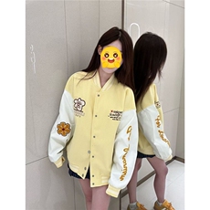 春秋时尚高街美式印花棒球服撞色拼接学生宽松显瘦休闲夹克女外套，男装夹克，星座1210-1