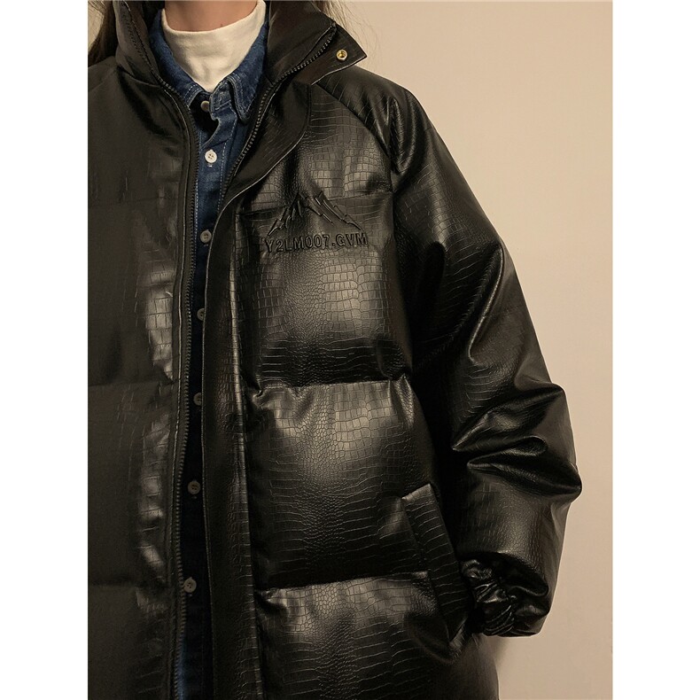 中性风暖灯鳄鱼纹钢印字母设计大码潮流棉衣男MY77728P128控168，男装棉衣，星座227-7