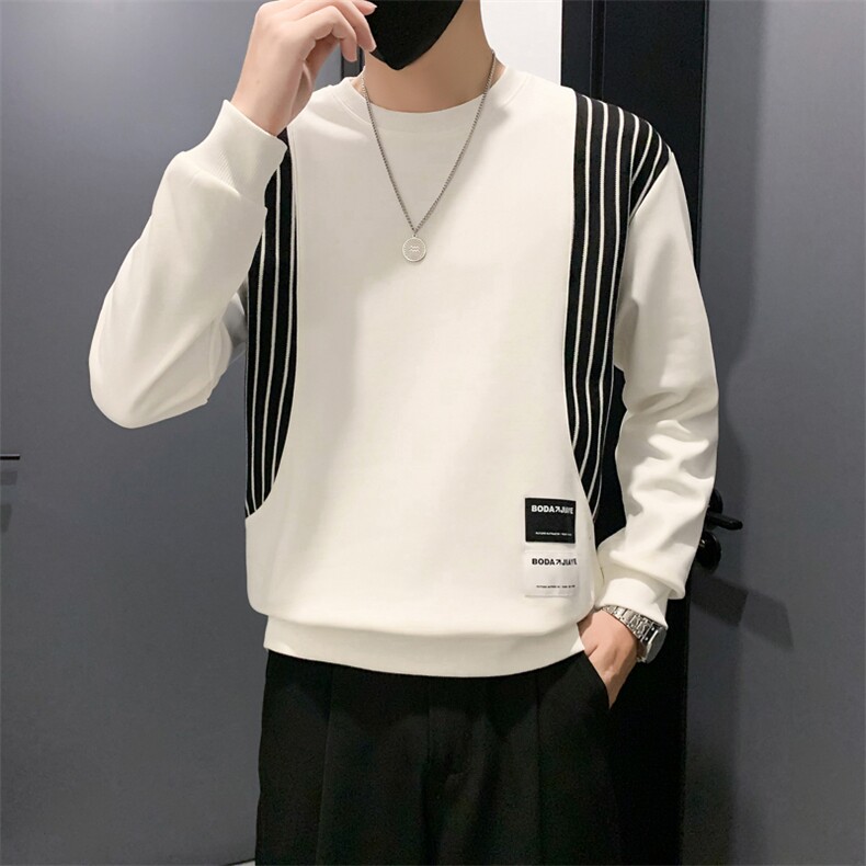 B340WY2338P58控88店主风无头风条纹拼接休闲卫衣男，男装卫衣，电商B340