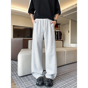 8XL-M春季撞色运动卫裤特大码美式高街直筒阔腿休闲裤KZ1945/P55