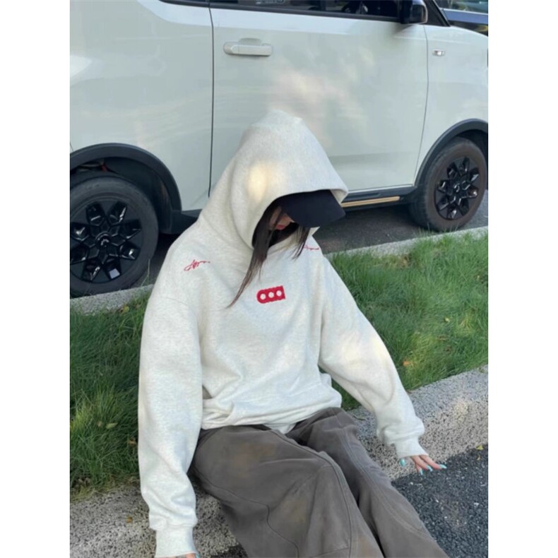 CX216-P49美式潮牌百搭运动宽松连帽卫衣女春秋重磅刺绣休闲,男装卫衣,电商B323A