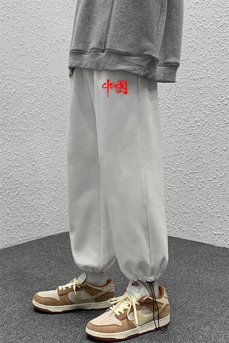 K13276-P35加绒-P45可束脚加厚加绒运动裤男大码宽松直筒卫裤男，男装休闲裤，电商A040