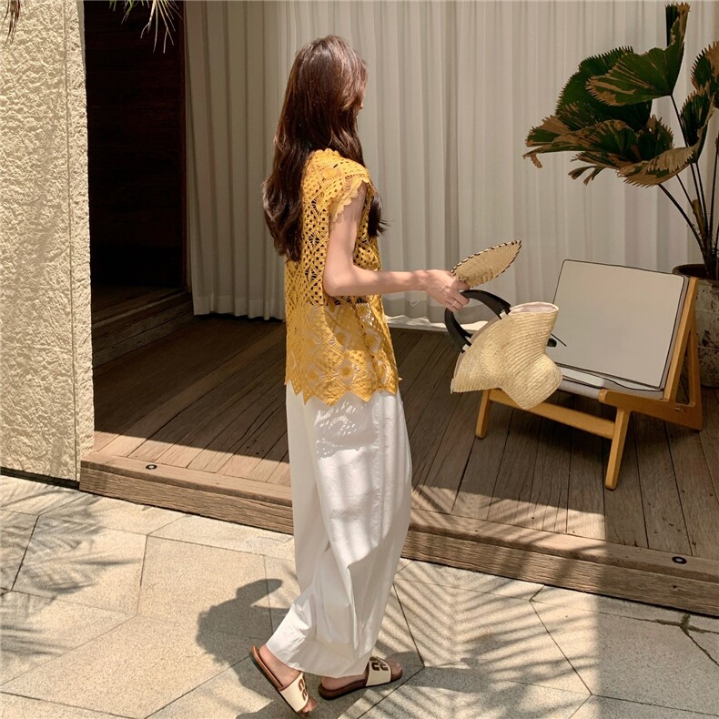 夏季蕾丝无袖小衫女,女装蕾丝衫/雪纺衫,浙宝069