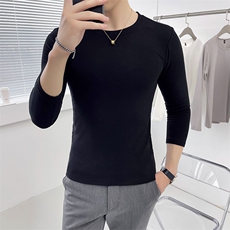 双面绒长袖T恤打底衫男德绒亲肤面料修身纯色圆领520-p35，男装T恤，电商D303