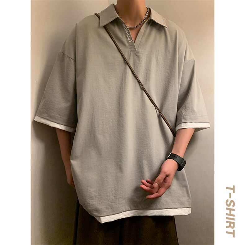 冰氧仿短袖港风暖光体恤夏季百搭纯色POLO衫男上衣TC3145-P35,男装Polo衫,星座717