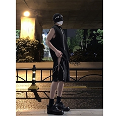 B221美式ins高街暗黑小众拉链休闲短裤五分裤LK23058-P55控78，男装休闲裤，电商B221