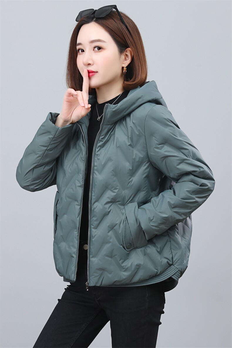时尚宽松连帽羽绒服冬季保暖轻薄外套显瘦百搭女装,女装羽绒服,依恋蒂丝
