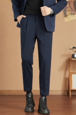 毛呢裤子男韩版秋冬季新款九分小西裤男士修身垂感西装长裤休闲裤，男装西服套装，星座505-2（原电商A260-1)