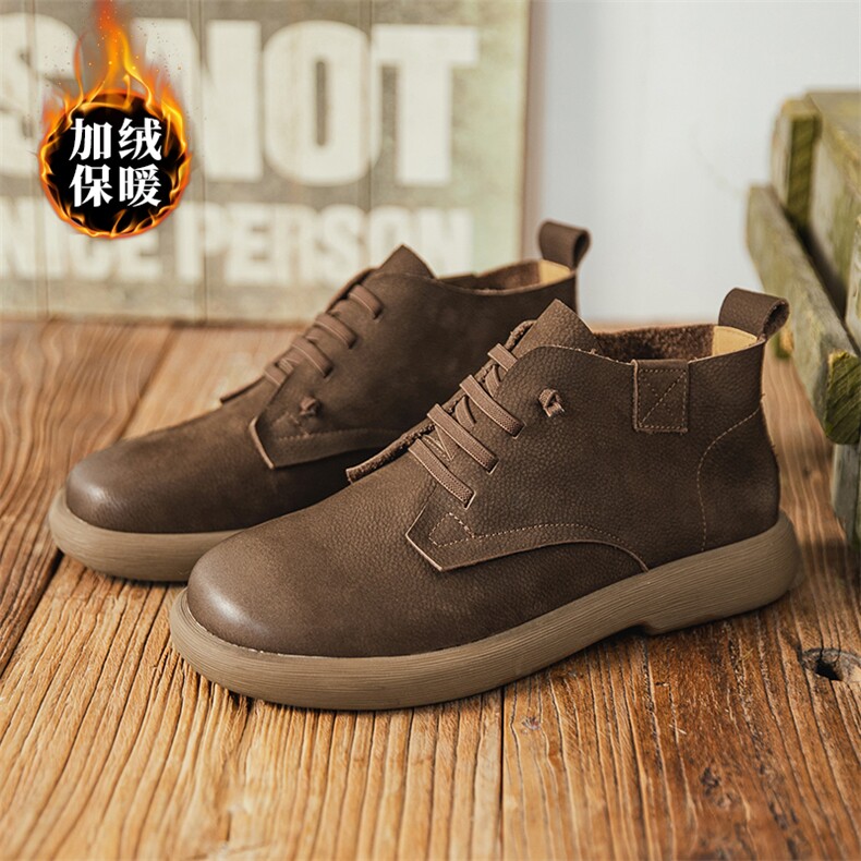 X4400-195休闲短靴加绒秋冬新款马丁靴头层牛皮靴子潮，男鞋马丁靴，星座1407-3