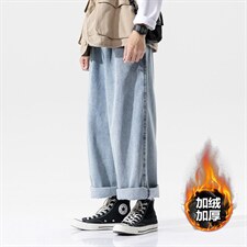 2023冬季加绒加厚牛仔裤无影墙宽松直筒休闲裤N80211-P60，男装牛仔裤，电商A082