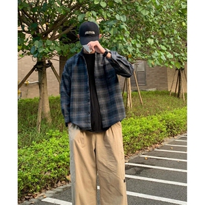 格子衬衫男长袖春秋港风高级感痞帅外套秋季日系工装衬衣 CCS07图片
