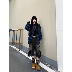 CP1169-P42美式高街破洞牛仔短裤潮流新款简约原宿日系中裤，男装牛仔裤，电商B323A